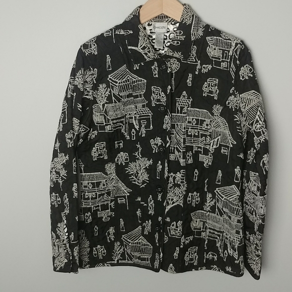 Chico's Reversible Quilt Silk Blend Leopard Print/Town Center On One Size - Picture 3 of 15